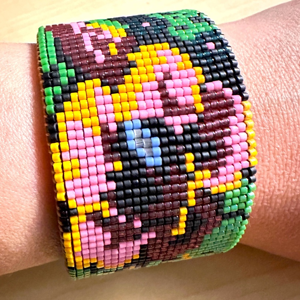 Seed Bead Flower Cuff - Picture 2 of 6